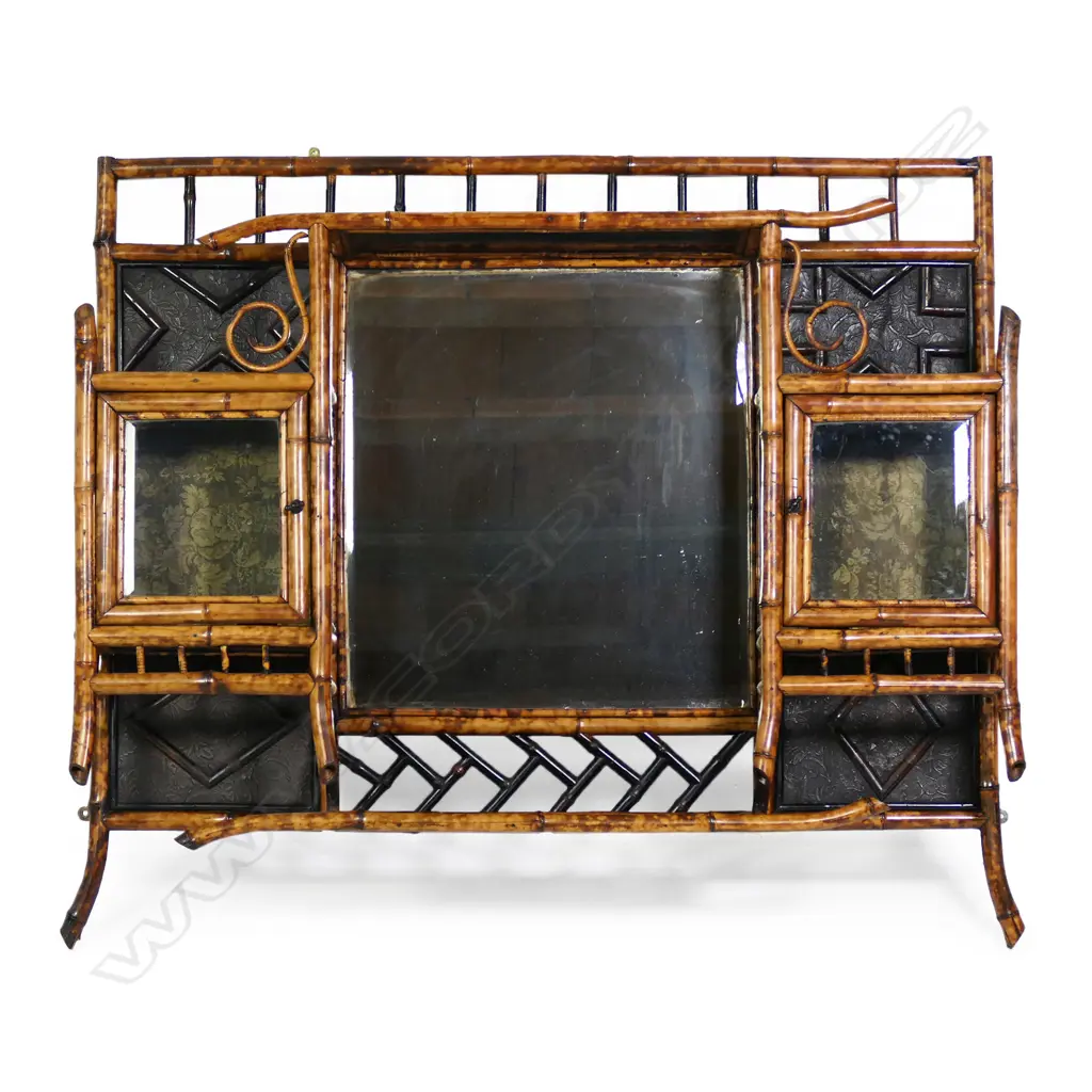 An Edwardian bamboo over mantel mirror, Image 1++