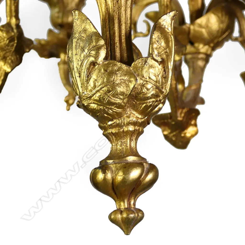A highly ornate French gilded brass chandelier, Image 1++