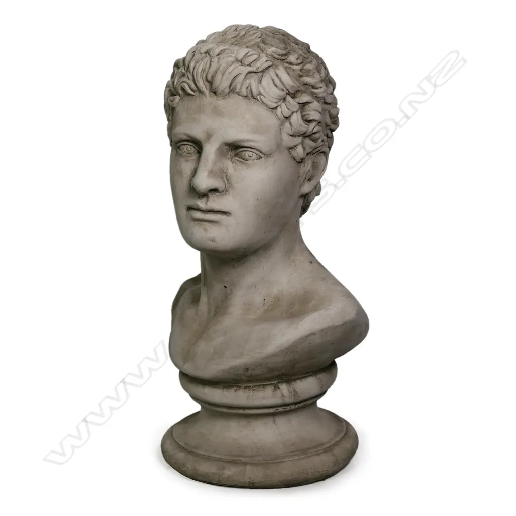 A cast concrete bust of a classical Roman young man Image 1++