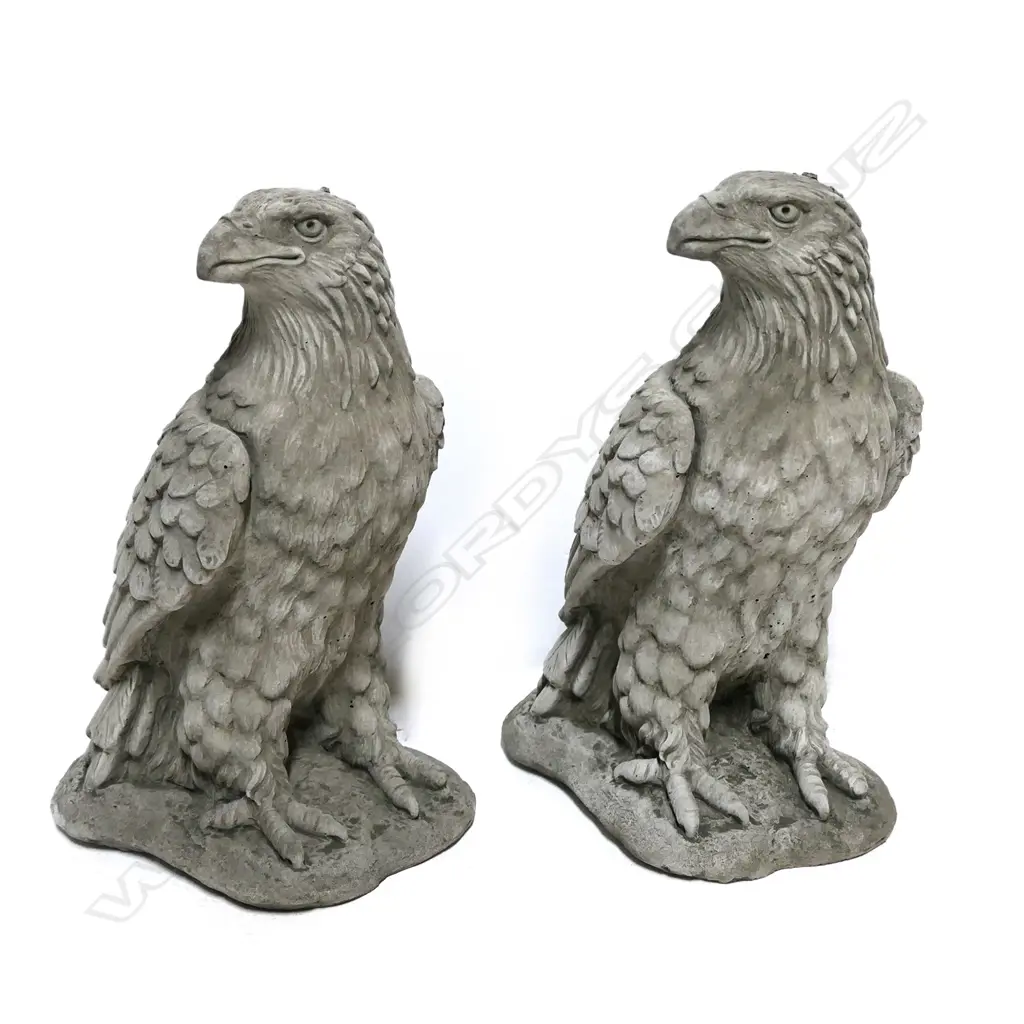 A pair of fine concrete garden/entrance standing eagles Image 1++