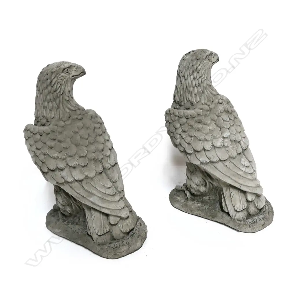 A pair of fine concrete garden/entrance standing eagles Image 1++