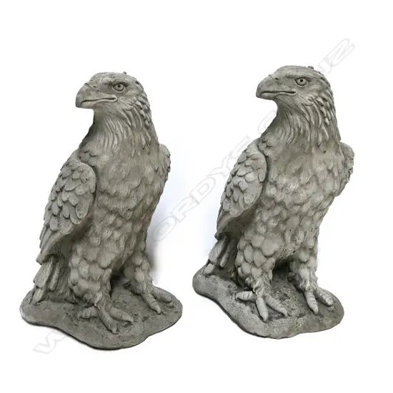 A pair of fine concrete garden/entrance standing eagles