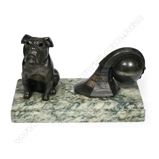 An Art Deco bulldog mounted desk stand