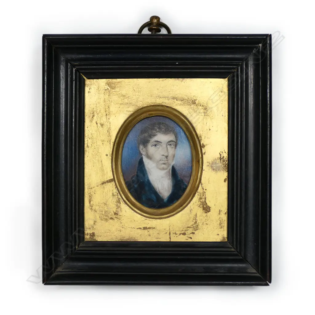 A Georgian portrait miniature of a gentleman, inscribed and dated 1821, Image 1++