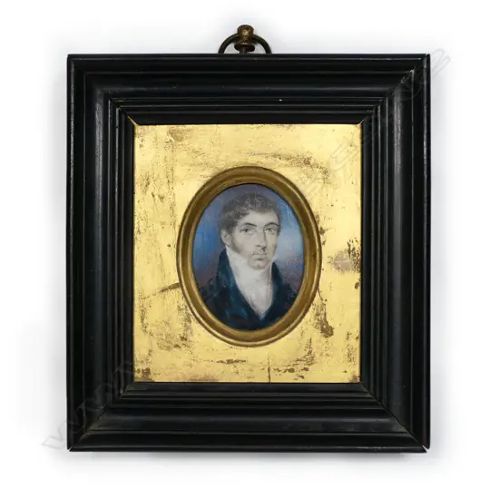 A Georgian portrait miniature of a gentleman, inscribed and dated 1821,