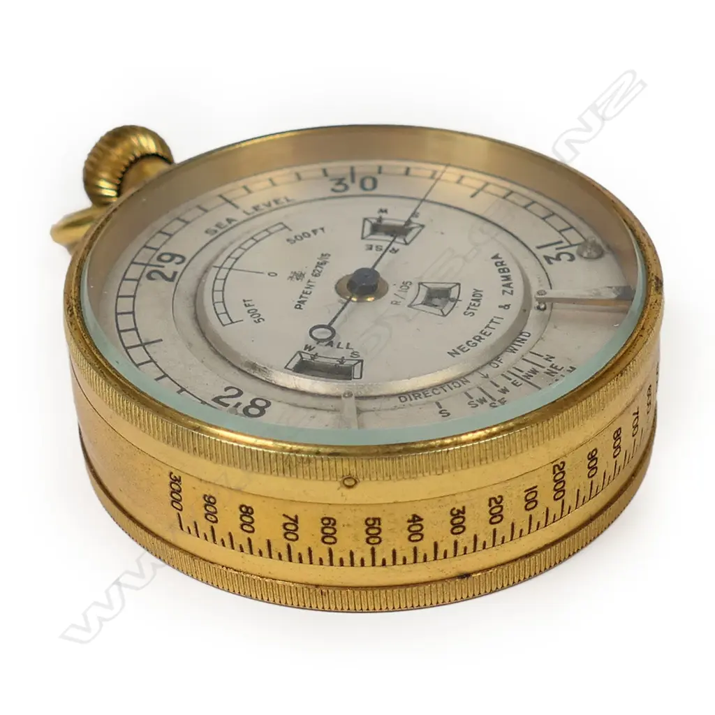A rare weather watch forecasting pocket barometer by Negretti & Zambra, No R/105 c.1920, Image 1++