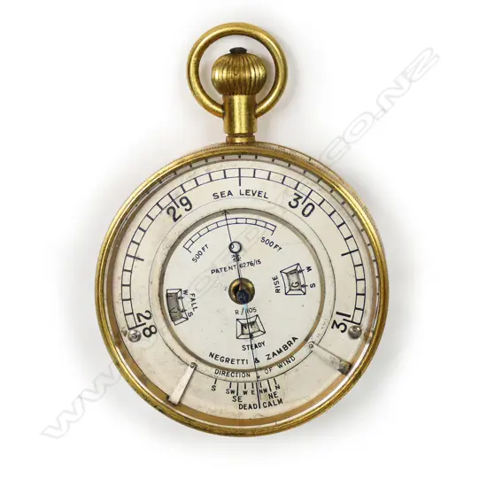 A rare weather watch forecasting pocket barometer by Negretti & Zambra, No R/105 c.1920,