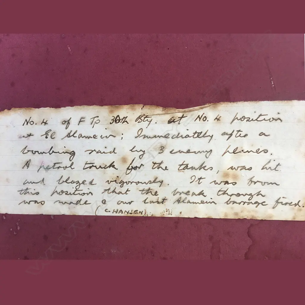 WWII African Campaign watercolour by C. Hansen, No.4 (gun) of F Tp 30th Bty. at No.4 position at El Alamein, Image 1++