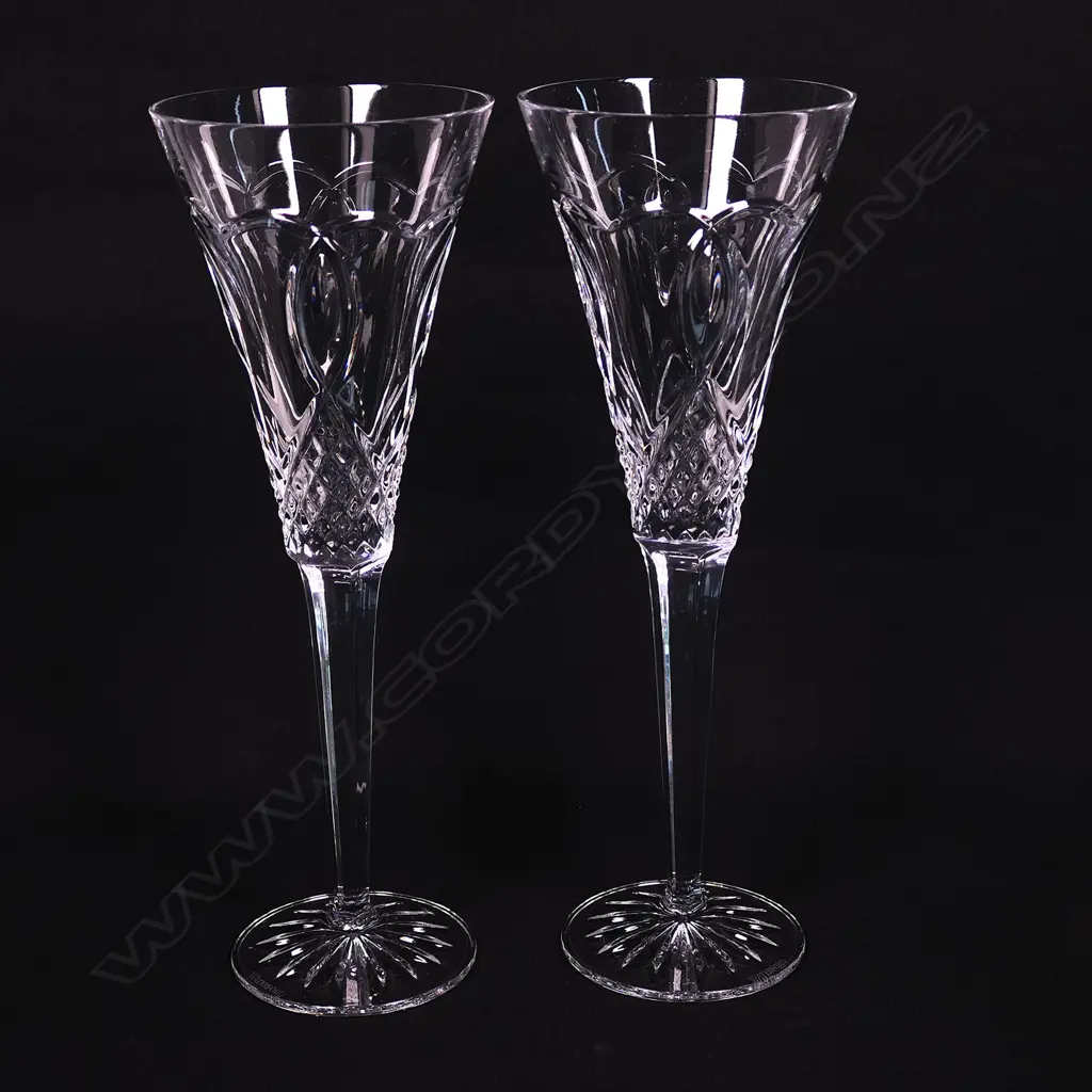 A pair of Waterford crystal large champagne 'toasting' flutes, Image 1++