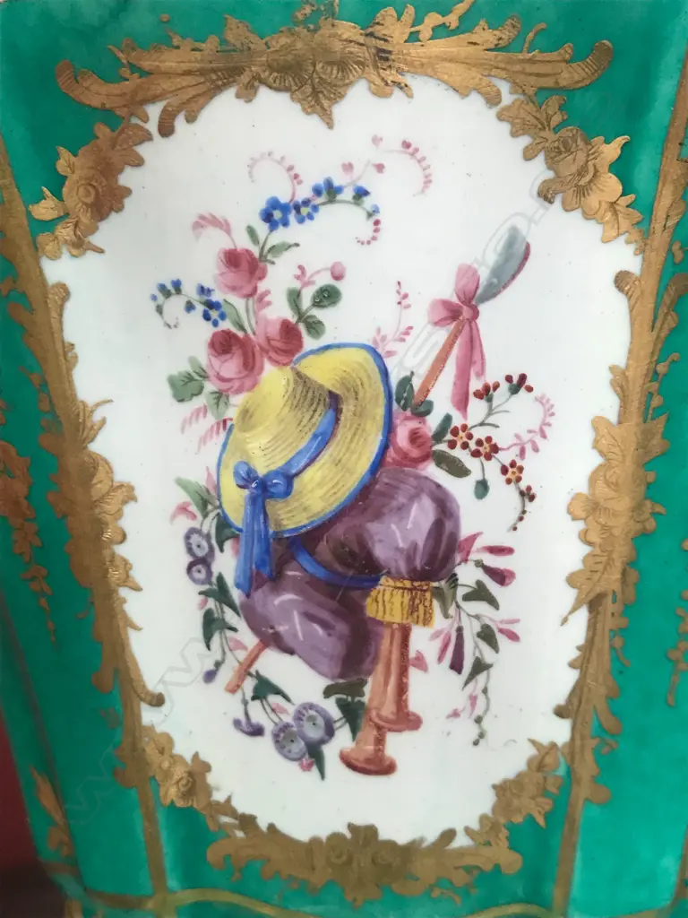 A pair of Louis XVI 18thC Sèvres green-ground ‘Vases Hollandois’, Image 1++