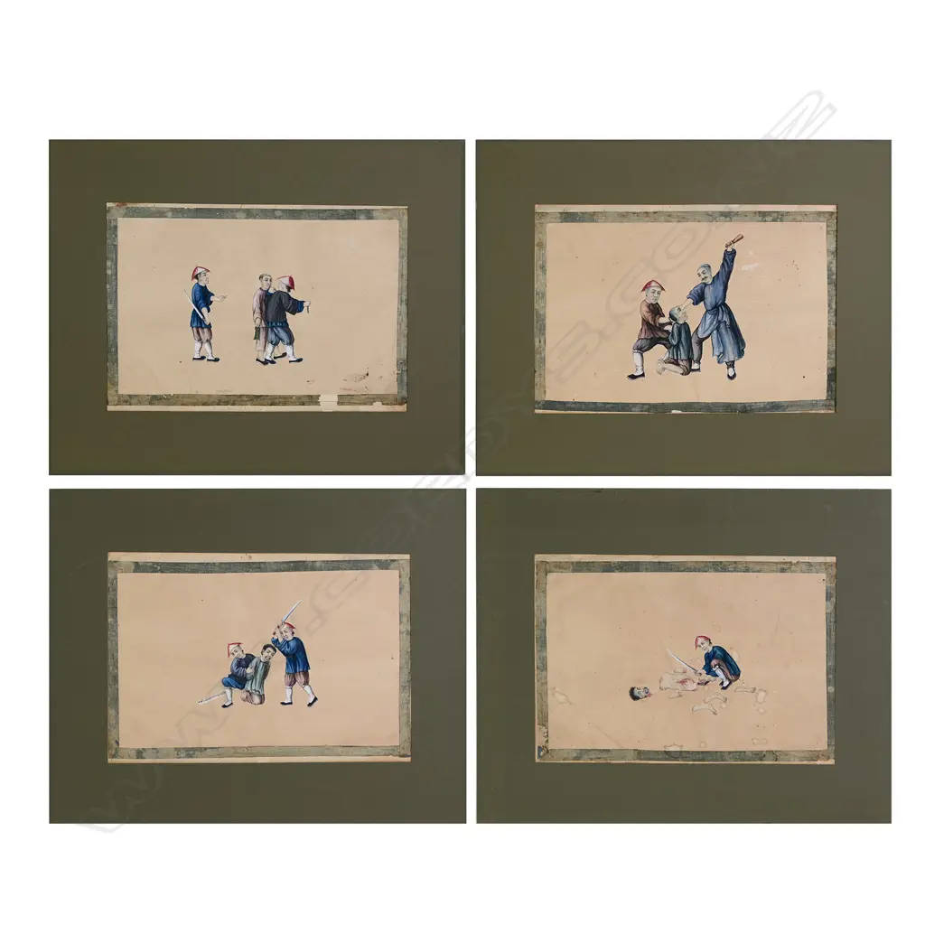 Four late 19thC Chinese watercolours on rice paper Image 1++
