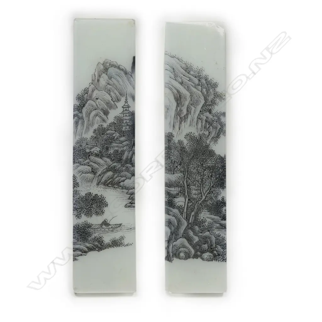 PAIR QING DYNASTY GLASS SCROLL WEIGHTS 150x35mm FAULTS Image 1++