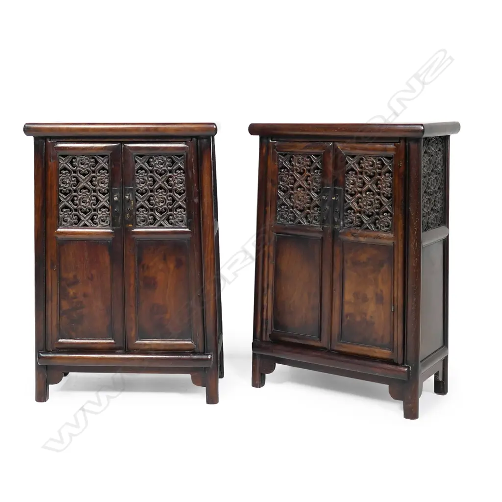 A pair of Chinese hardwood small cabinets Image 1++