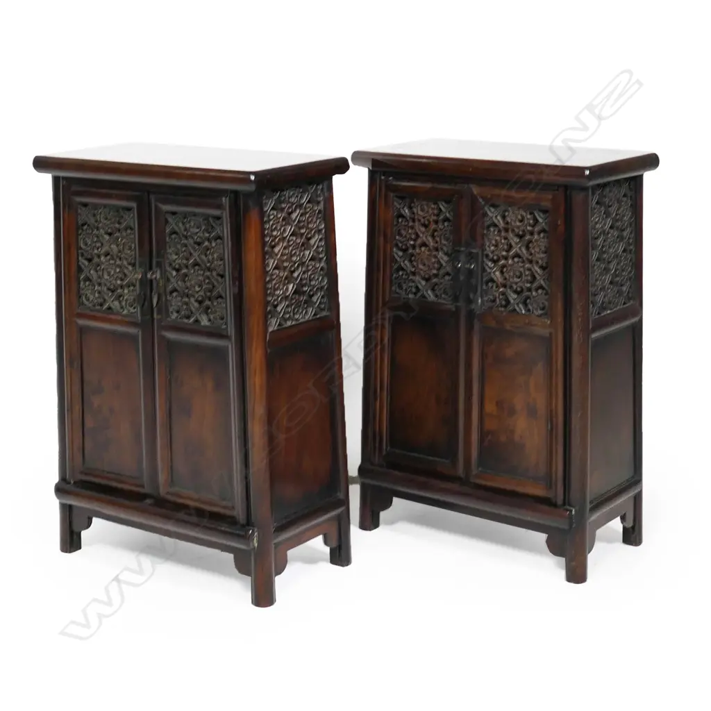 A pair of Chinese hardwood small cabinets Image 1++