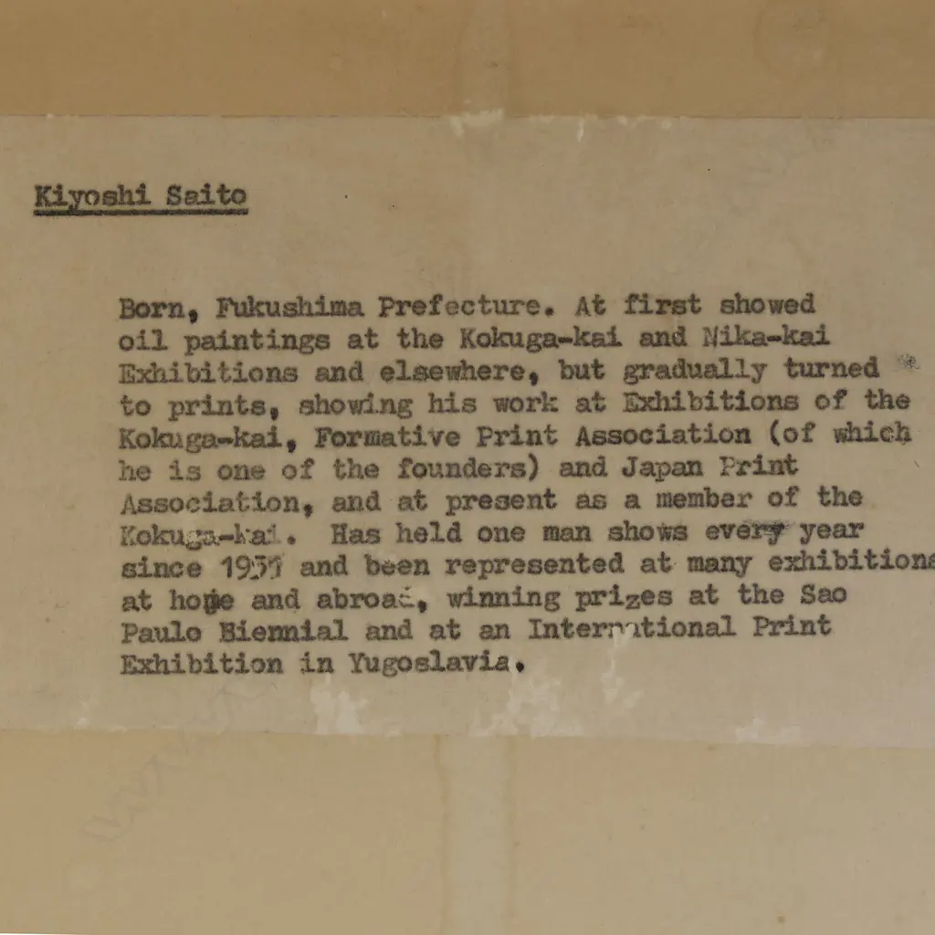 Kiyoshi Saitō (Jap. 1907-1997) Image 1++