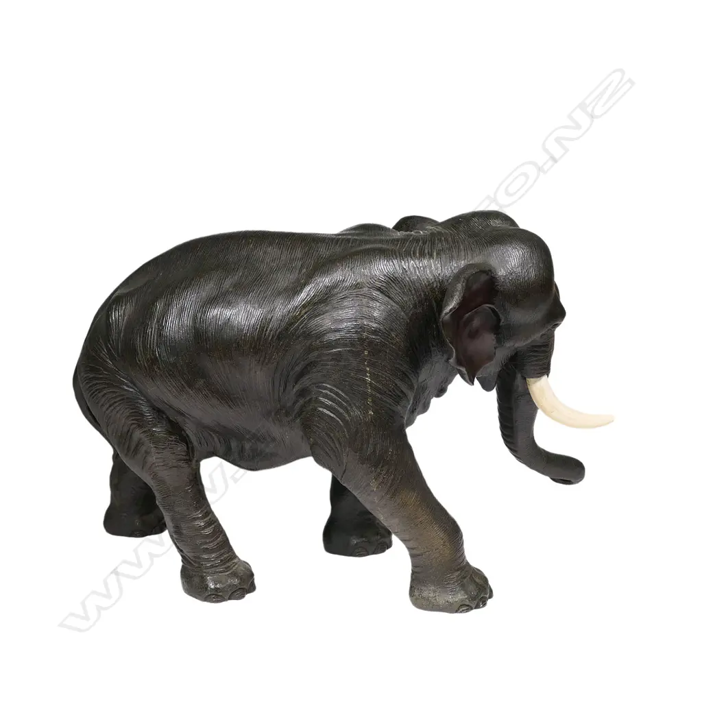 An impressive large Meiji period bronze of a bull elephant, Image 1++
