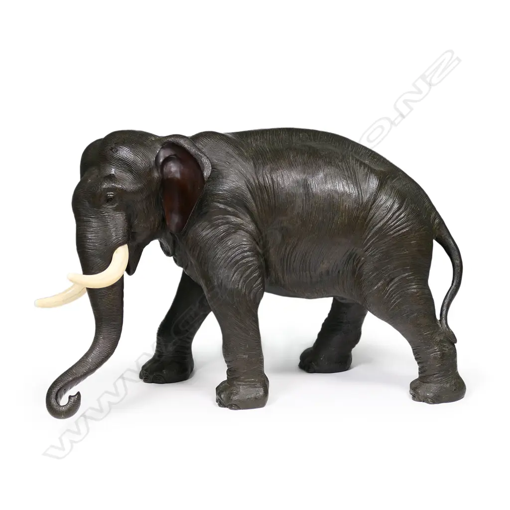 An impressive large Meiji period bronze of a bull elephant, Image 1++