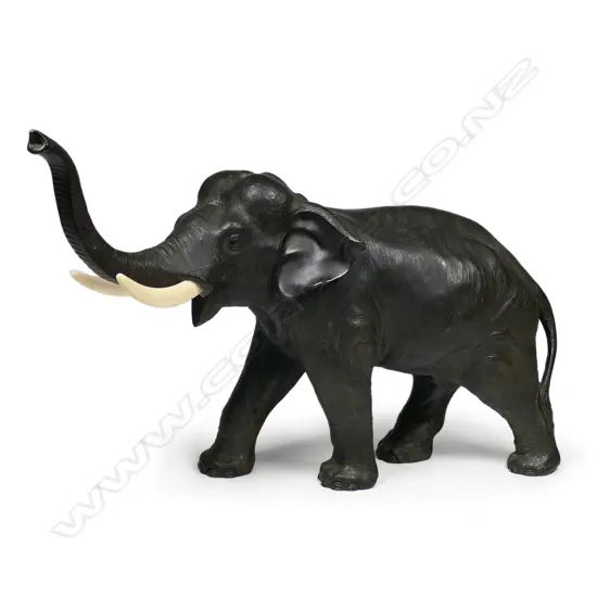A Meiji period Japanese bronze elephant,