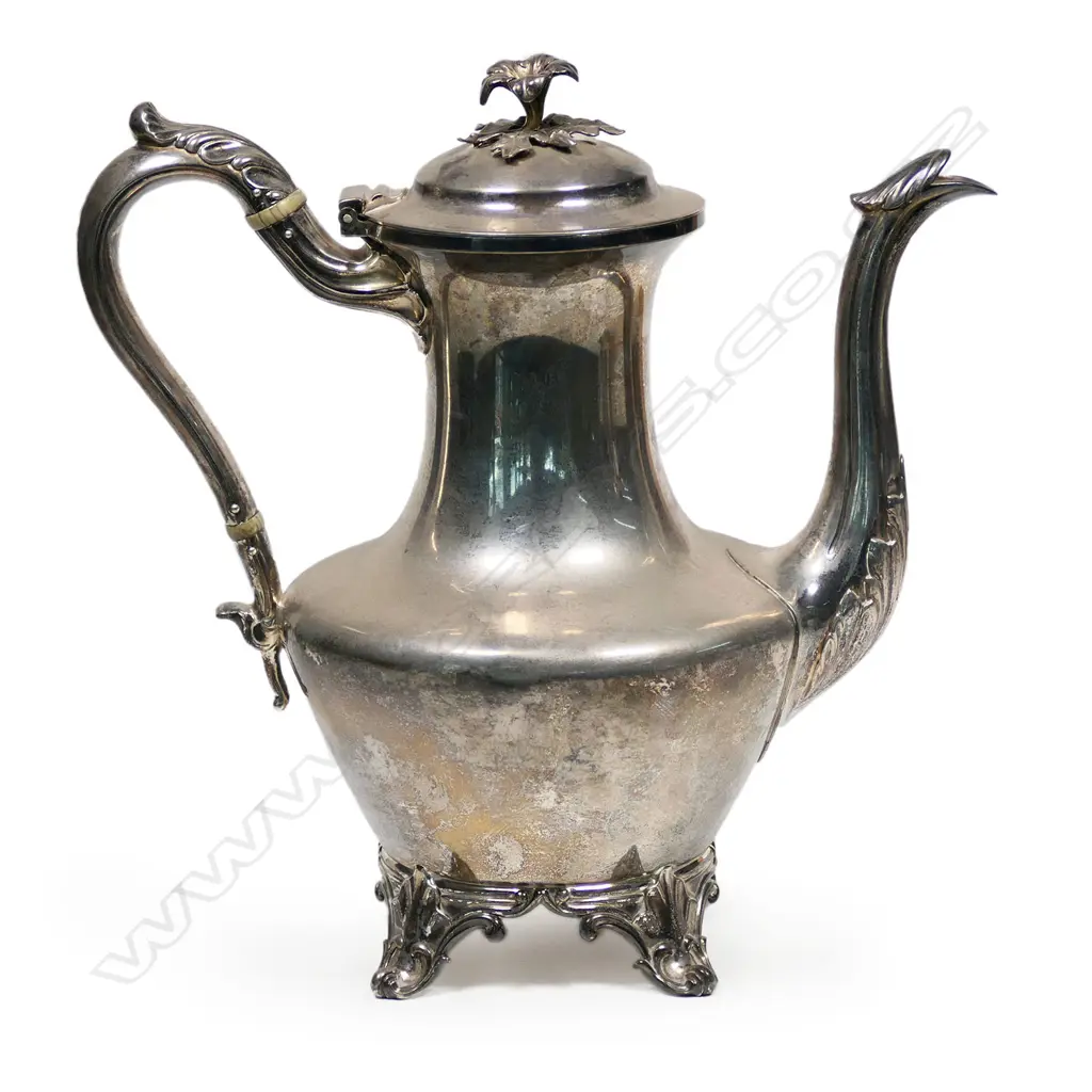 A rare heavy American coin silver coffee pot, by Taylor & Lawrie, Image 1++