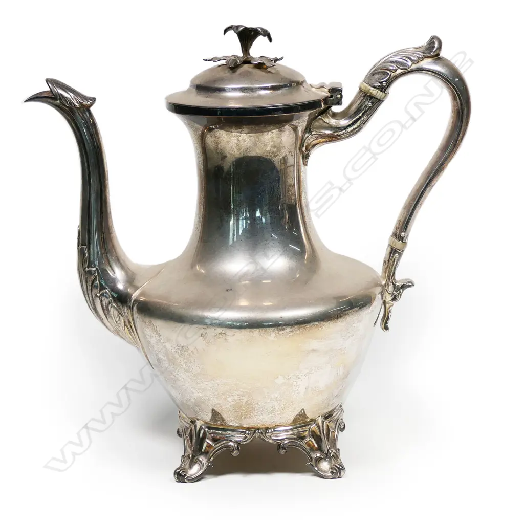 A rare heavy American coin silver coffee pot, by Taylor & Lawrie, Image 1++