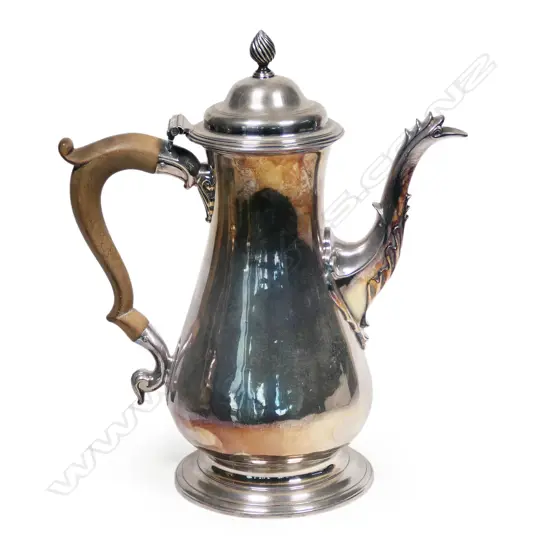 A George III silver coffee pot, London 1775 by William Grundy. 786gm.,