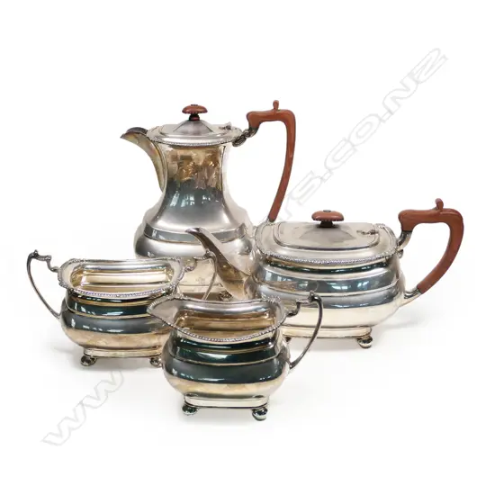 A Georgian Revival four-piece silver tea set, Sheffield 1961. 2155gm.