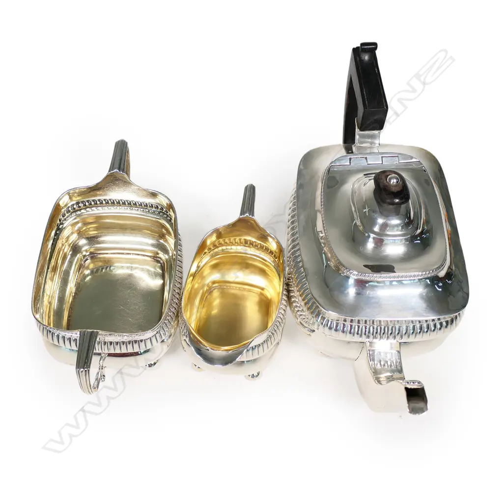 A George III silver three-piece tea set, by Peter and William Bateman, London 1811. . Image 1++