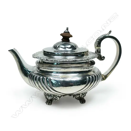 A George IV silver bachelor's teapot, London 1827 by J E Terrey & Co (John Edward Terry). 439gm.