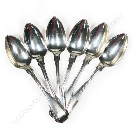 Six George IV silver tablespoons, London 1818 by William Bateman I. 636gm.