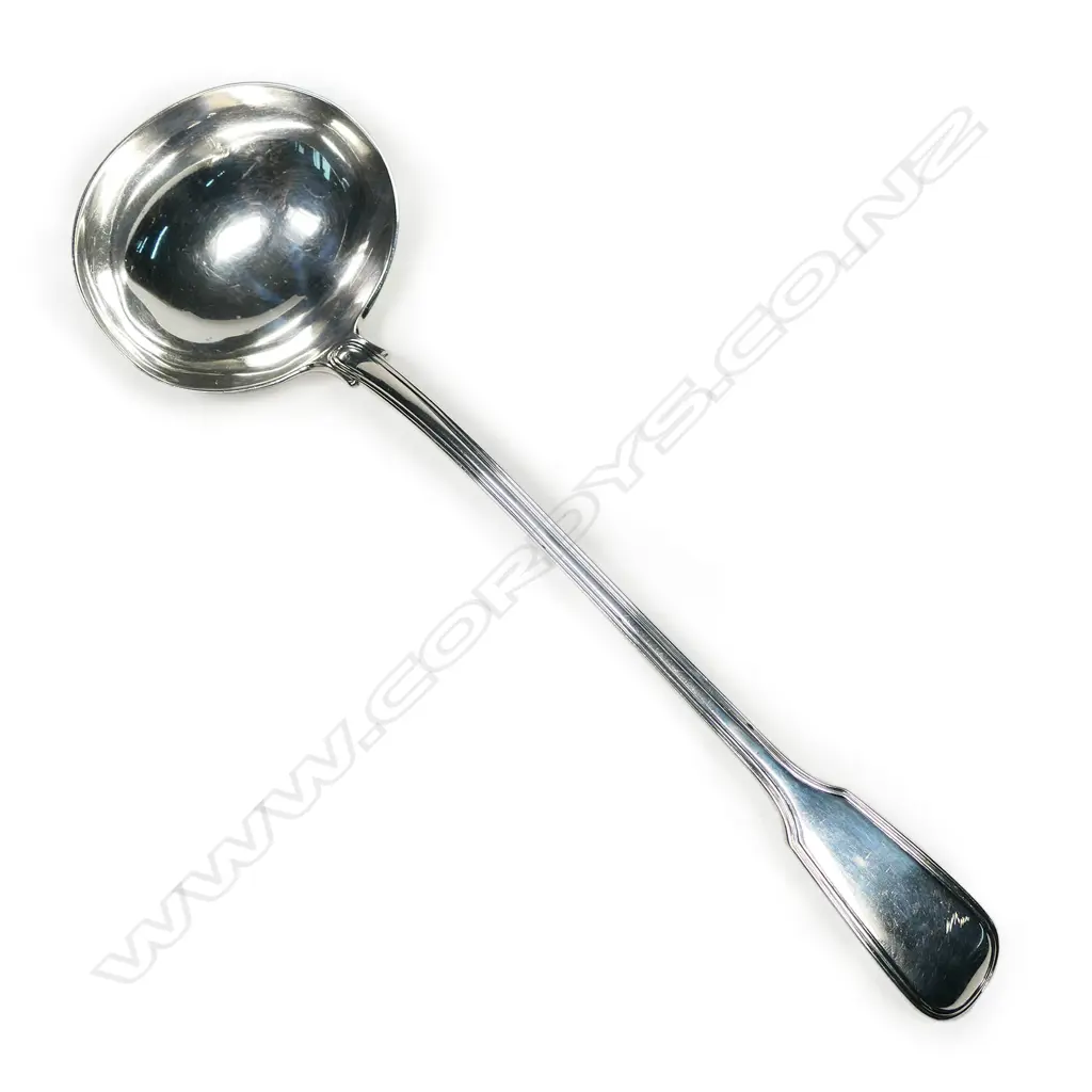A Victorian silver soup ladle by Mary Chawner, London 1839. 244gm, Image 1++