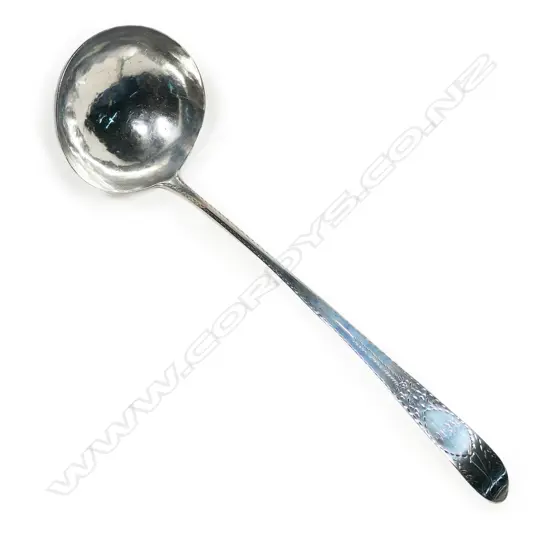 A Geo III Irish silver soup ladle, Dublin 1793 by Law & Bayley, 163gm,