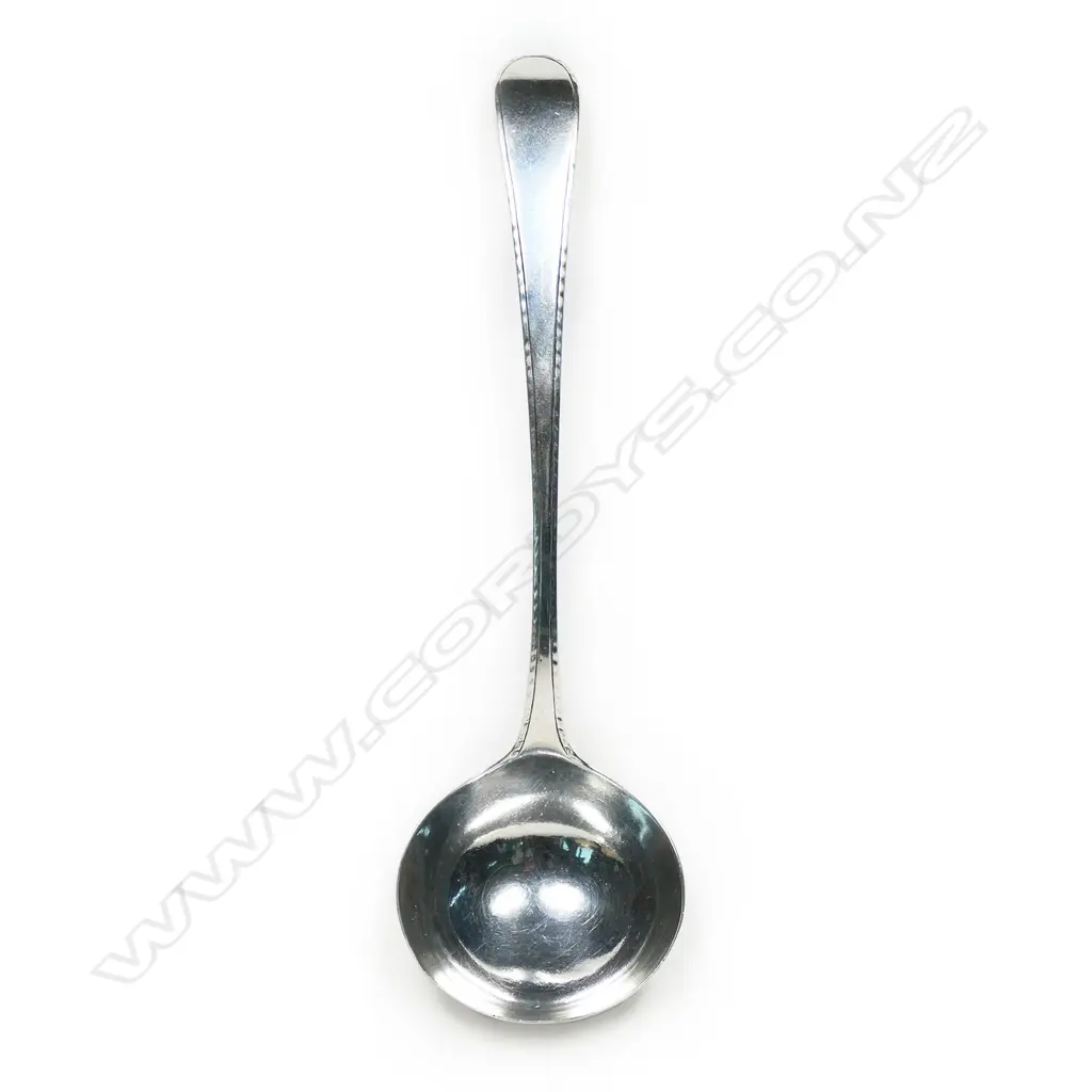 A Geo III silver cream ladle, possibly Thomas Chawner, London 1773. 46gm. Image 1++