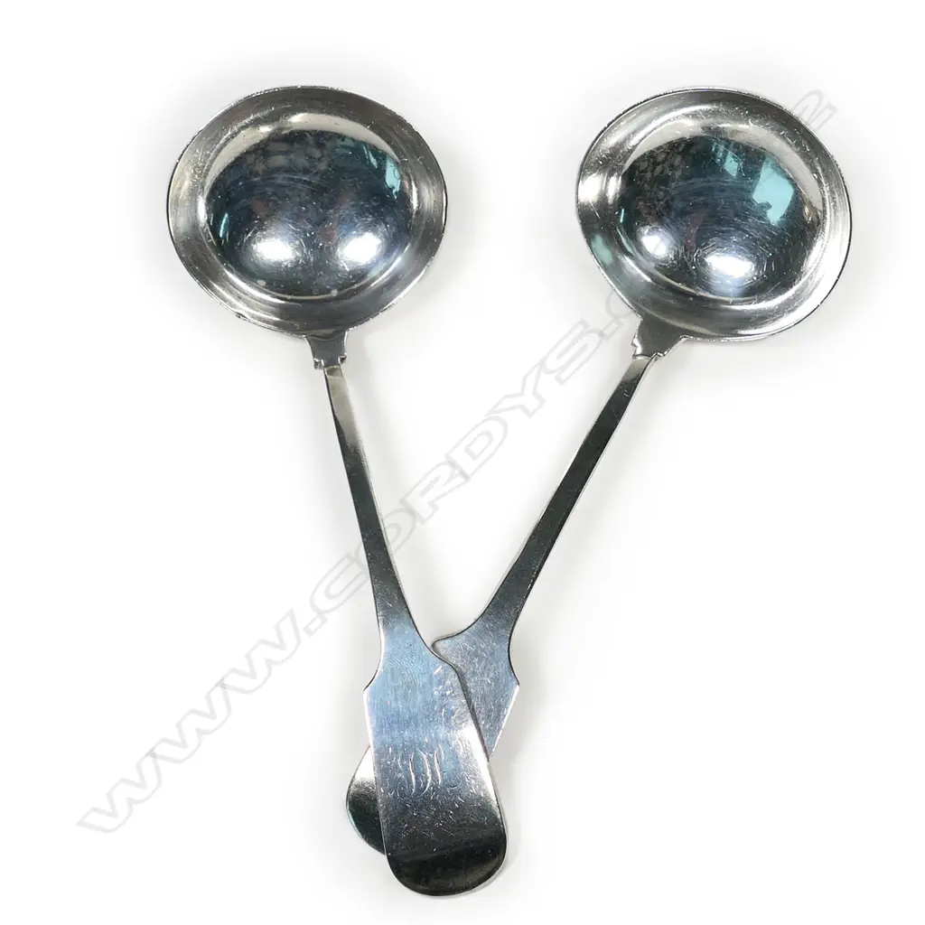 A pair of Wm. IV silver sauce ladles, by John Henry & Charles Lias, London 1830. 145gm. Image 1++