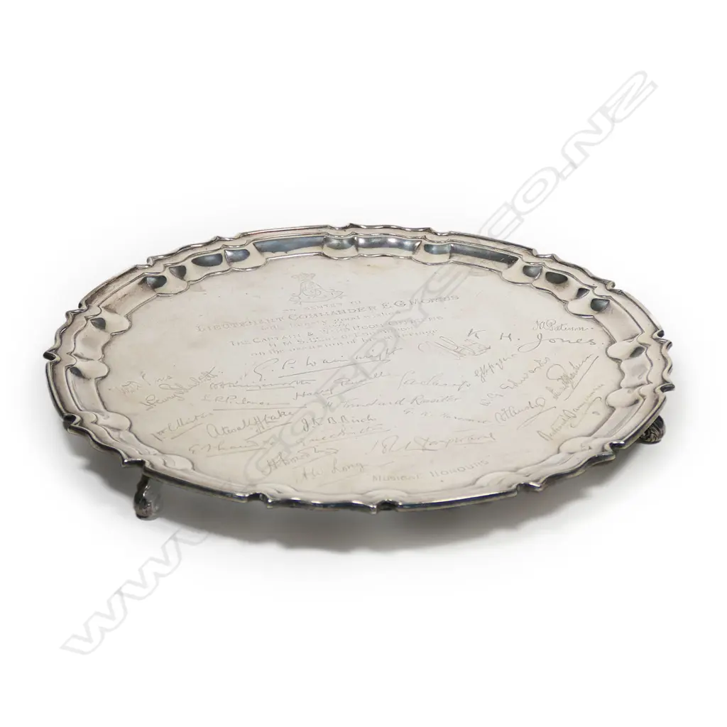 An Edwardian silver salver, Sheffield 1914 by William Hutton & Sons Ltd. Image 1++