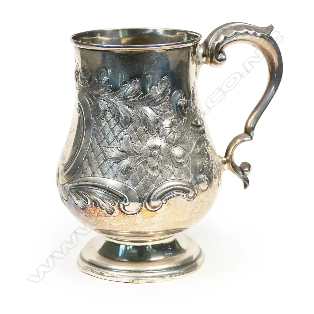 A Victorian silver baluster mug, Sheffield 1875 by Jehoiada Alsop Rhodes. 257gm. Image 1++