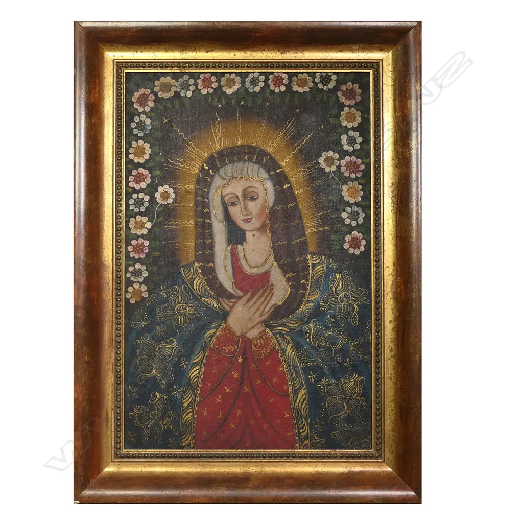 A Guatemalan religious iconographic oil of The Virgin Mary, Image 1++
