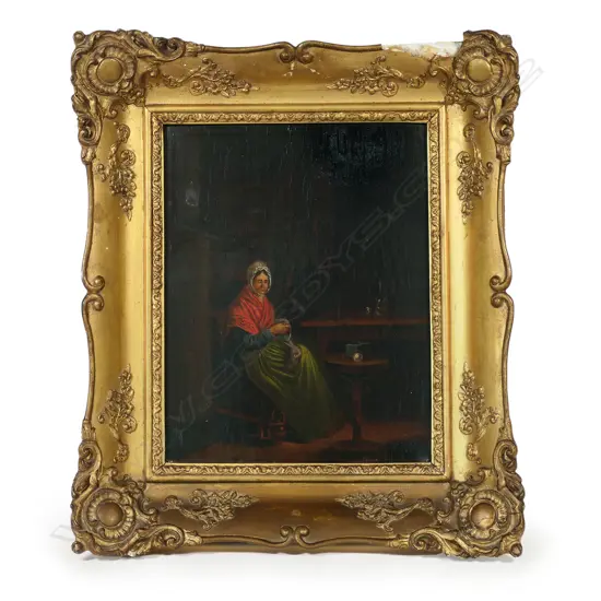 19thC GILT FRAMED OIL PAINTING, ARTIST UNKNOWN
