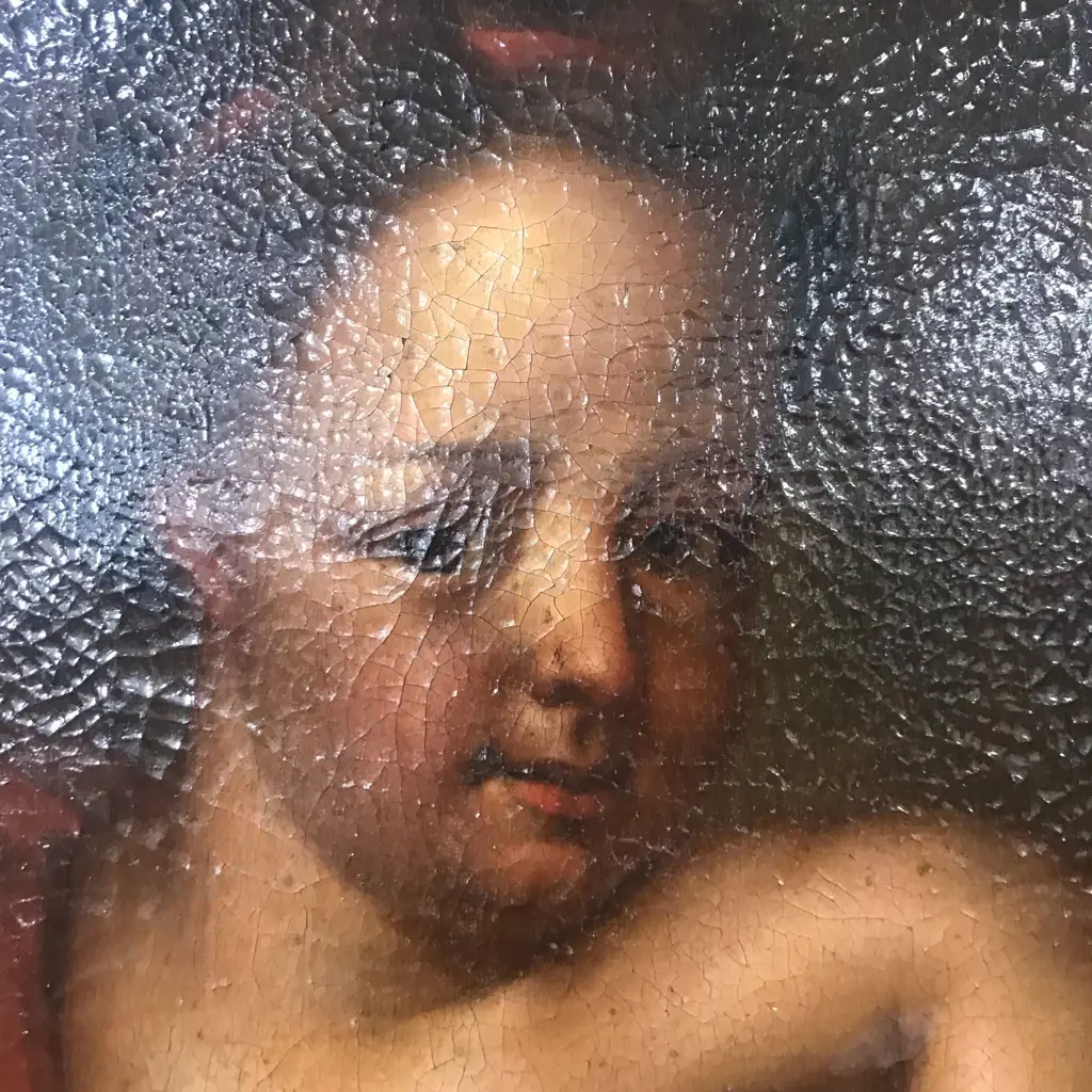 19thC artist unknown, Exterior garden scene, a mother with three young children, Image 1++