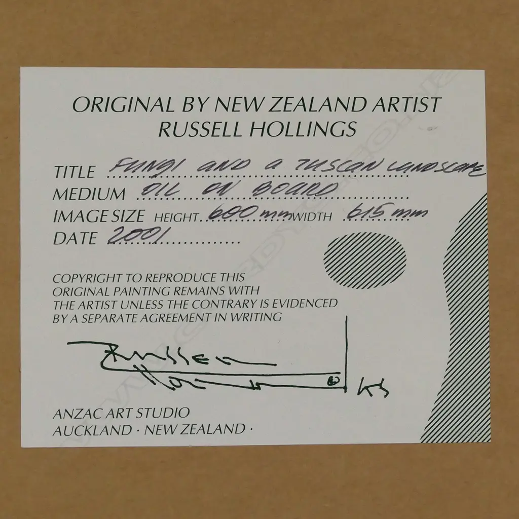 Russell Hollings (b.1948), 'Fungi and a Tuscan Landscape', Image 1++