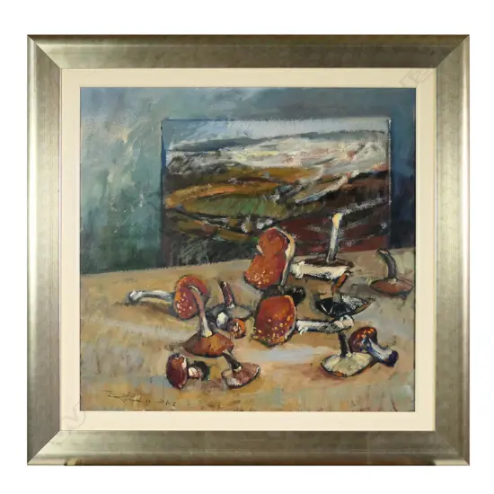 Russell Hollings (b.1948), 'Fungi and a Tuscan Landscape',