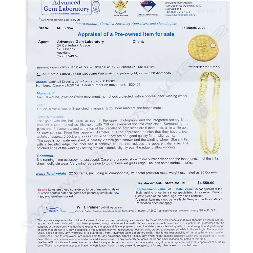 A lady’s 18ct gold and diamond Jaegar LeCoultre wristwatch, Image 1++