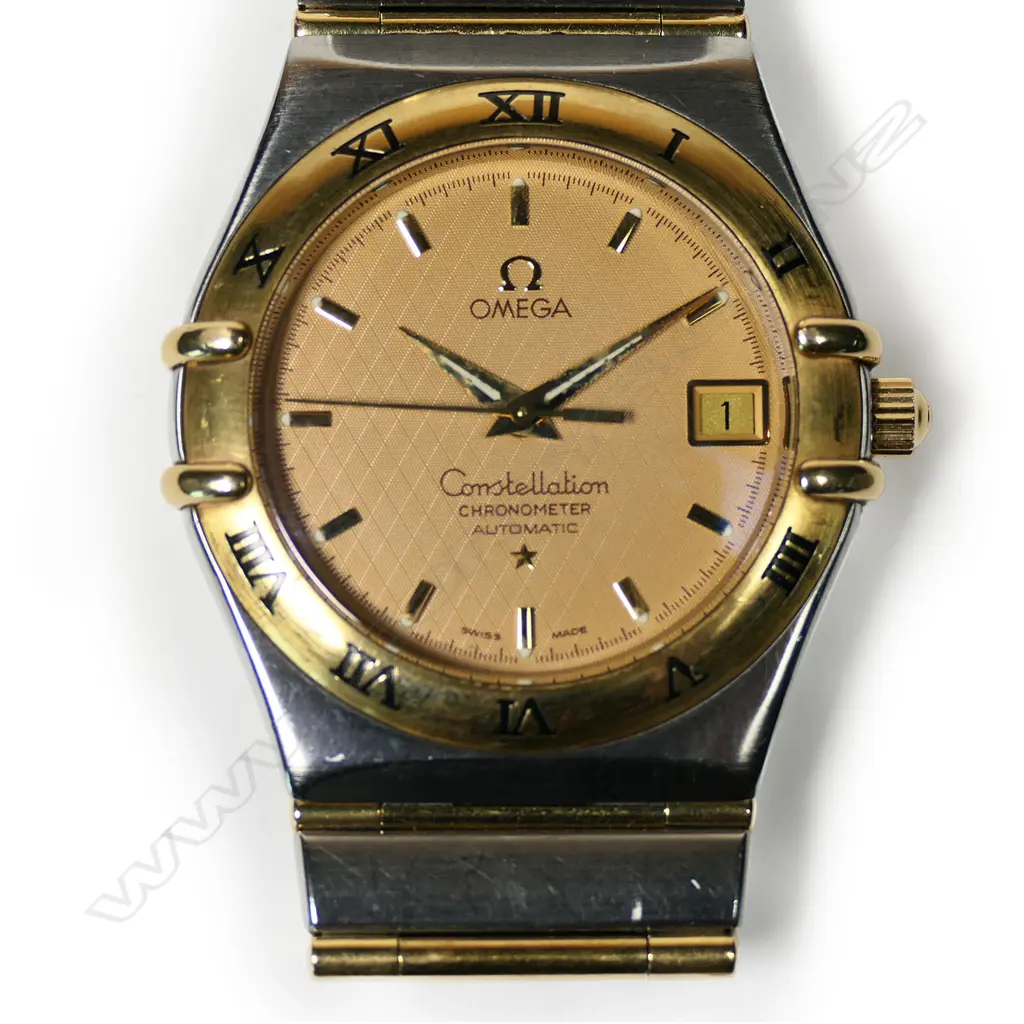 A gent's Omega 18ct yellow gold and stainless-steel Constellation 95 Chronometer auto wristwatch Image 1++