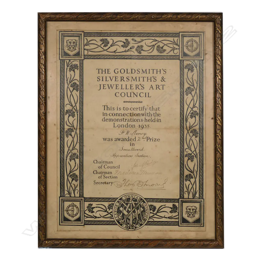 Fred Money historical 1938 Goldsmiths’, Silversmiths’ & Jewellers’ Art Council apprenticeship piece. Image 1++