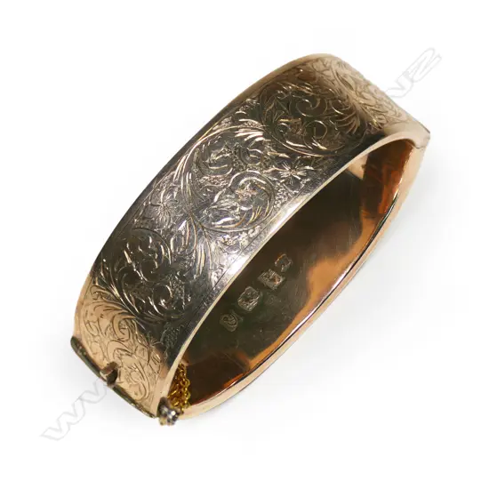 Fred Money 9ct rose gold hinged bangle,