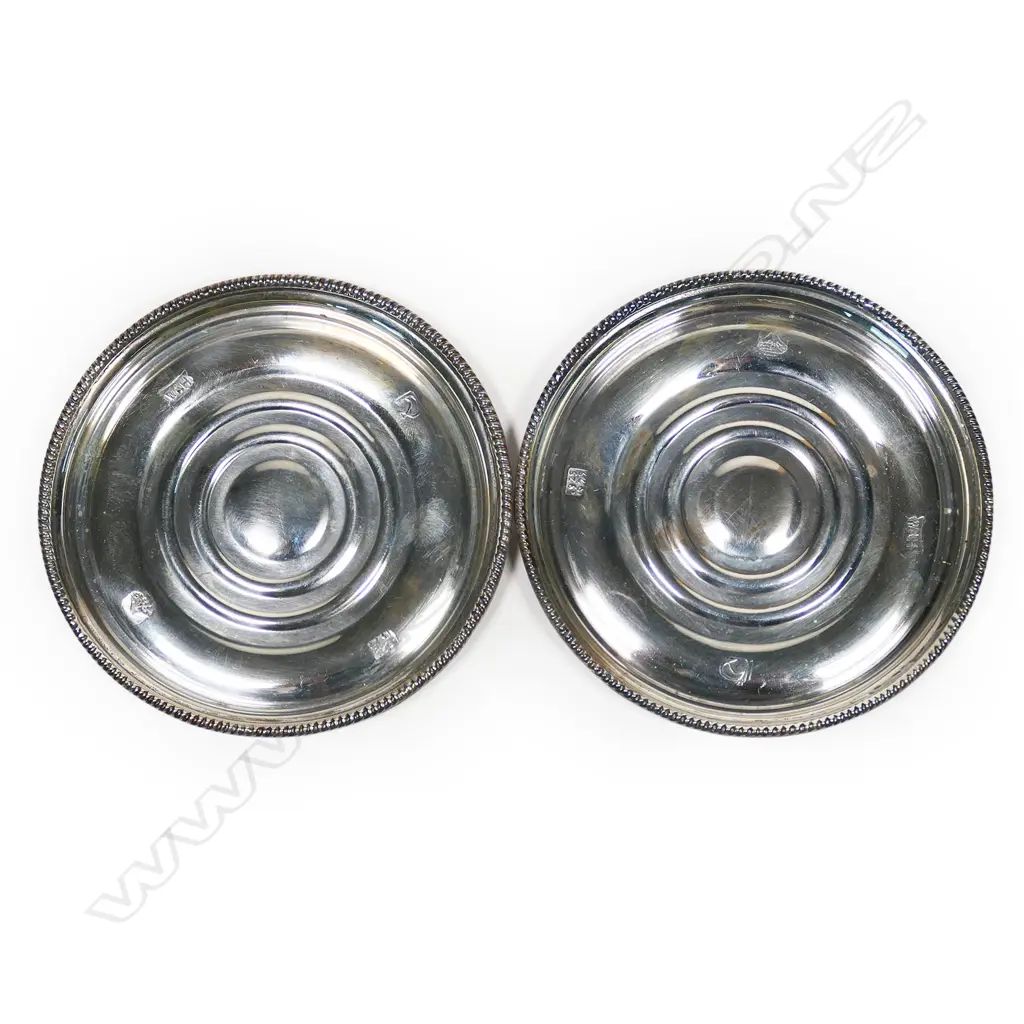 Fred Money pair of 1979 silver coasters in original box, Image 1++