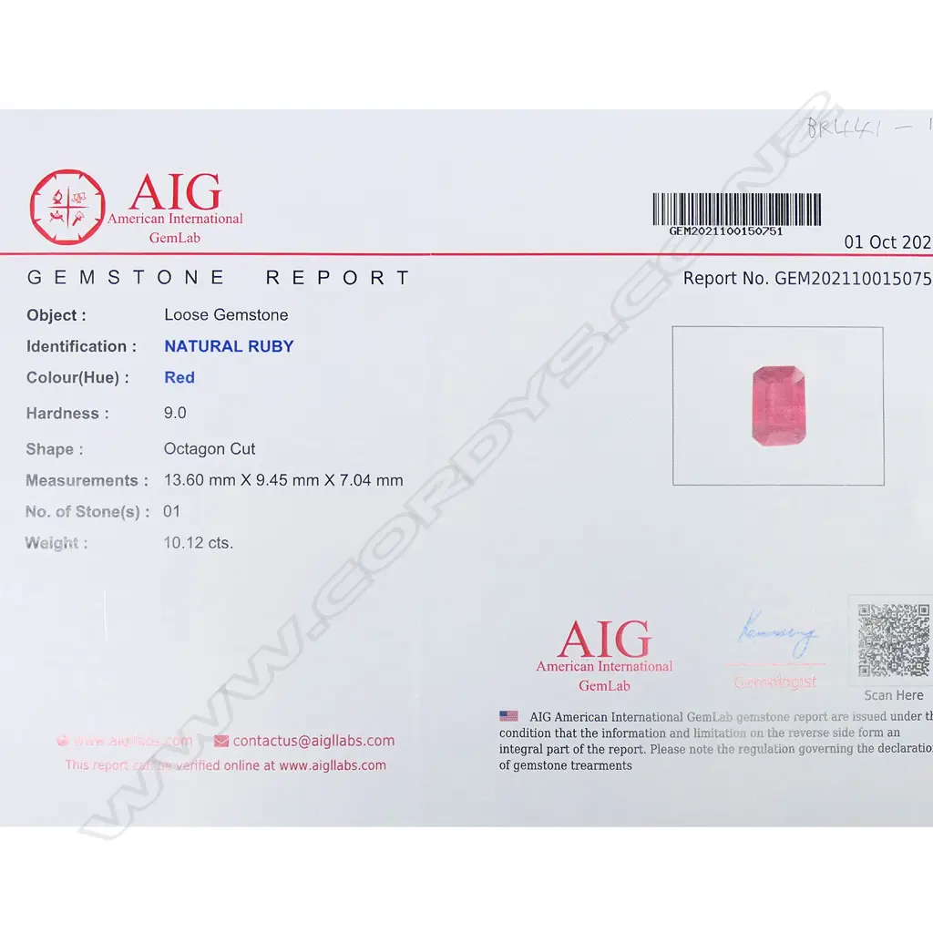 A ruby of 10.12cts, Image 1++