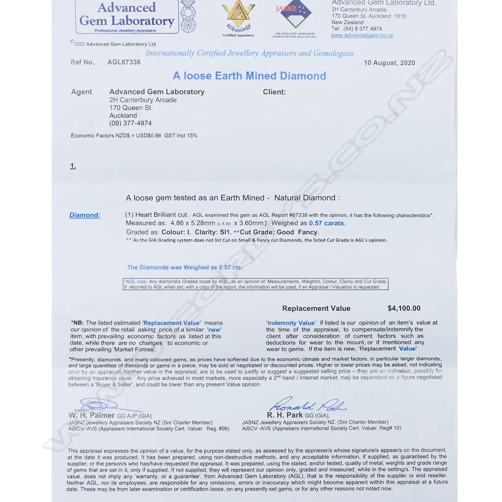 0.57ct heart shaped diamond, Image 1++