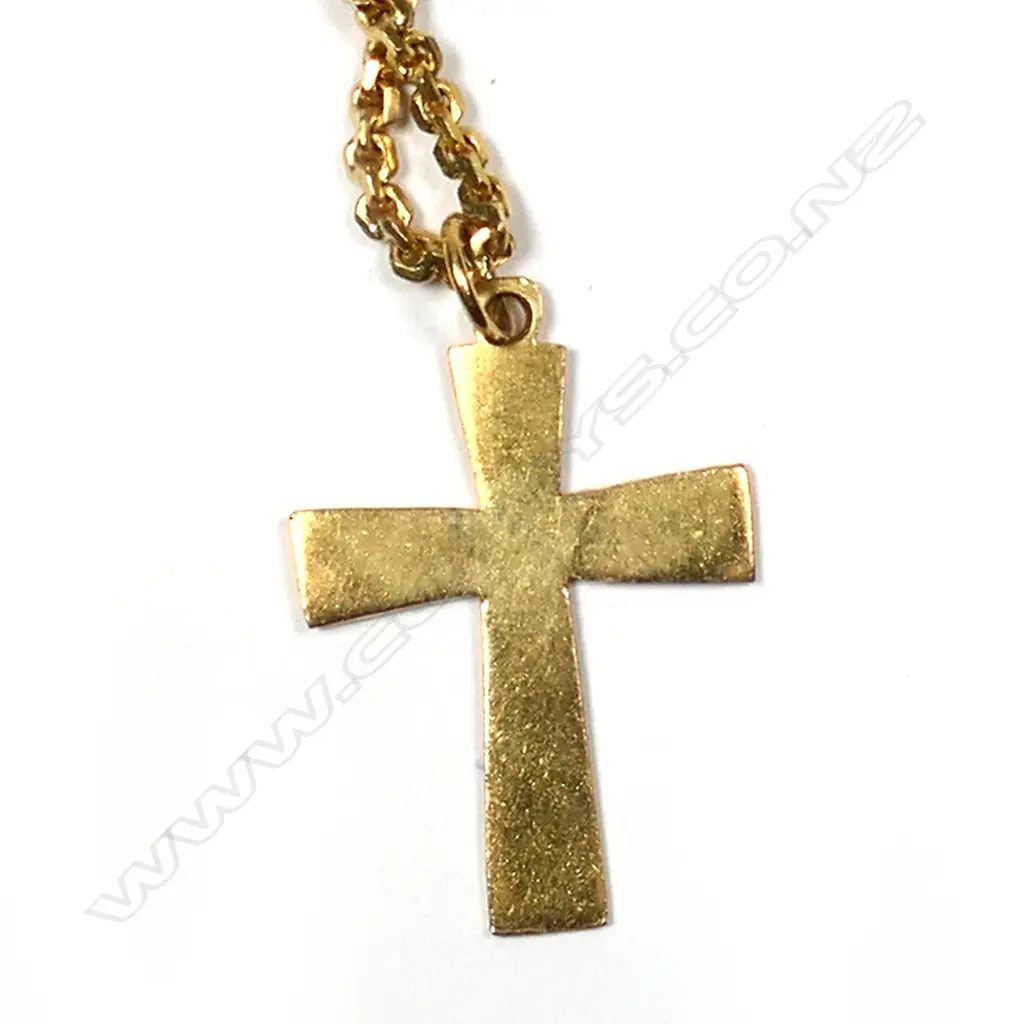 A 22ct yellow gold neck chain with cross pendant, Image 1++