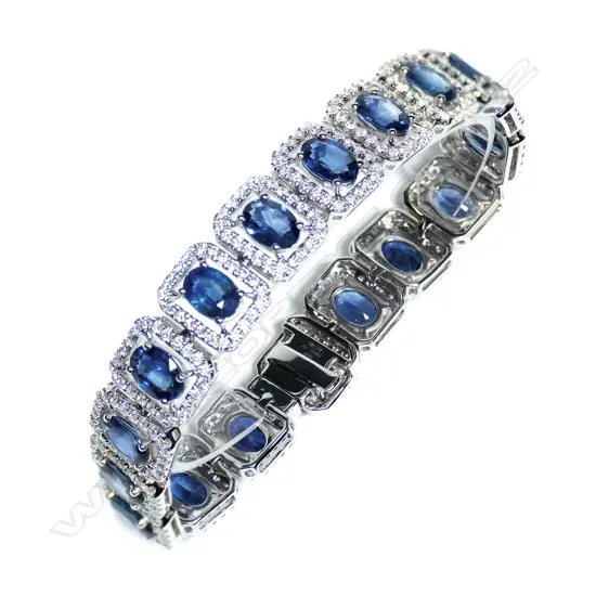 A platinum, Ceylonese sapphire and diamond Art Deco style bracelet,