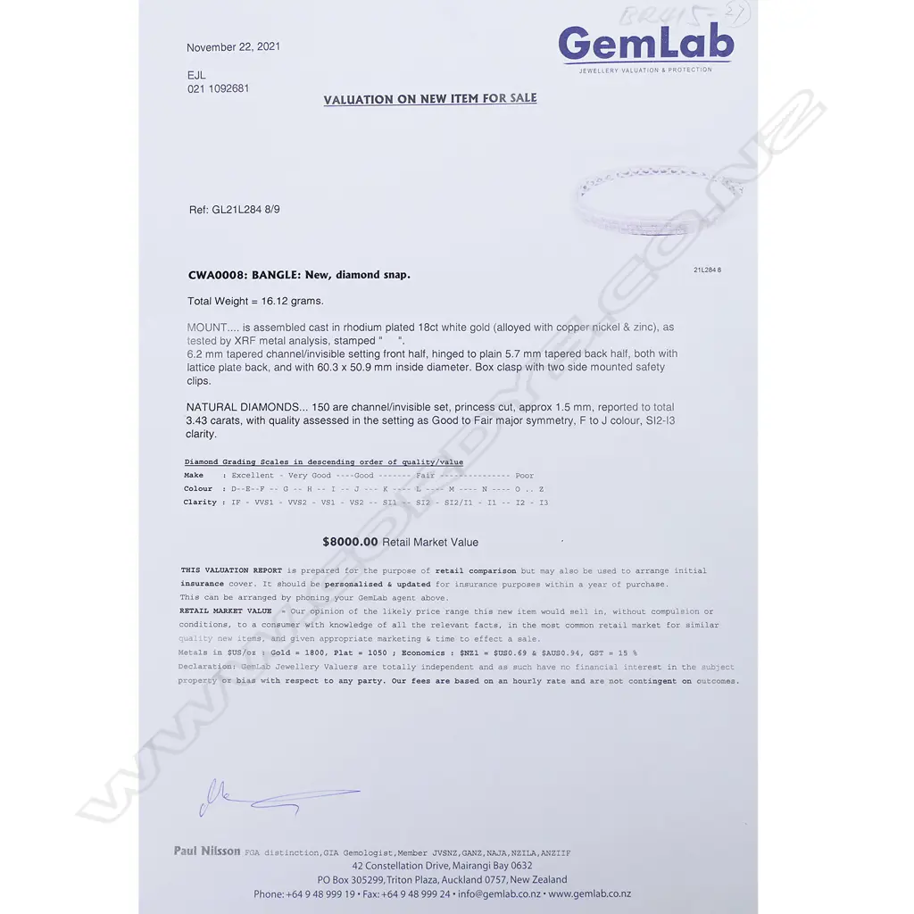 A modern 9ct white gold and diamond hinged bangle, Image 1++